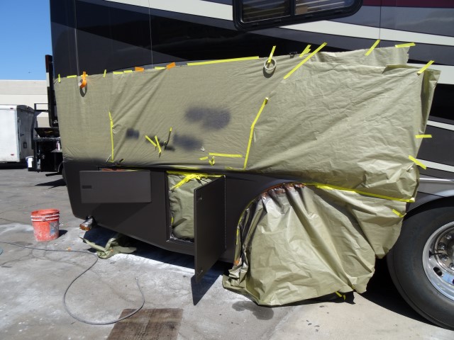 2008 Monaco Dynasty RV Body Collision and Paint Repair at Premier Motorcoach Innovations, Santa Ana CA (5)